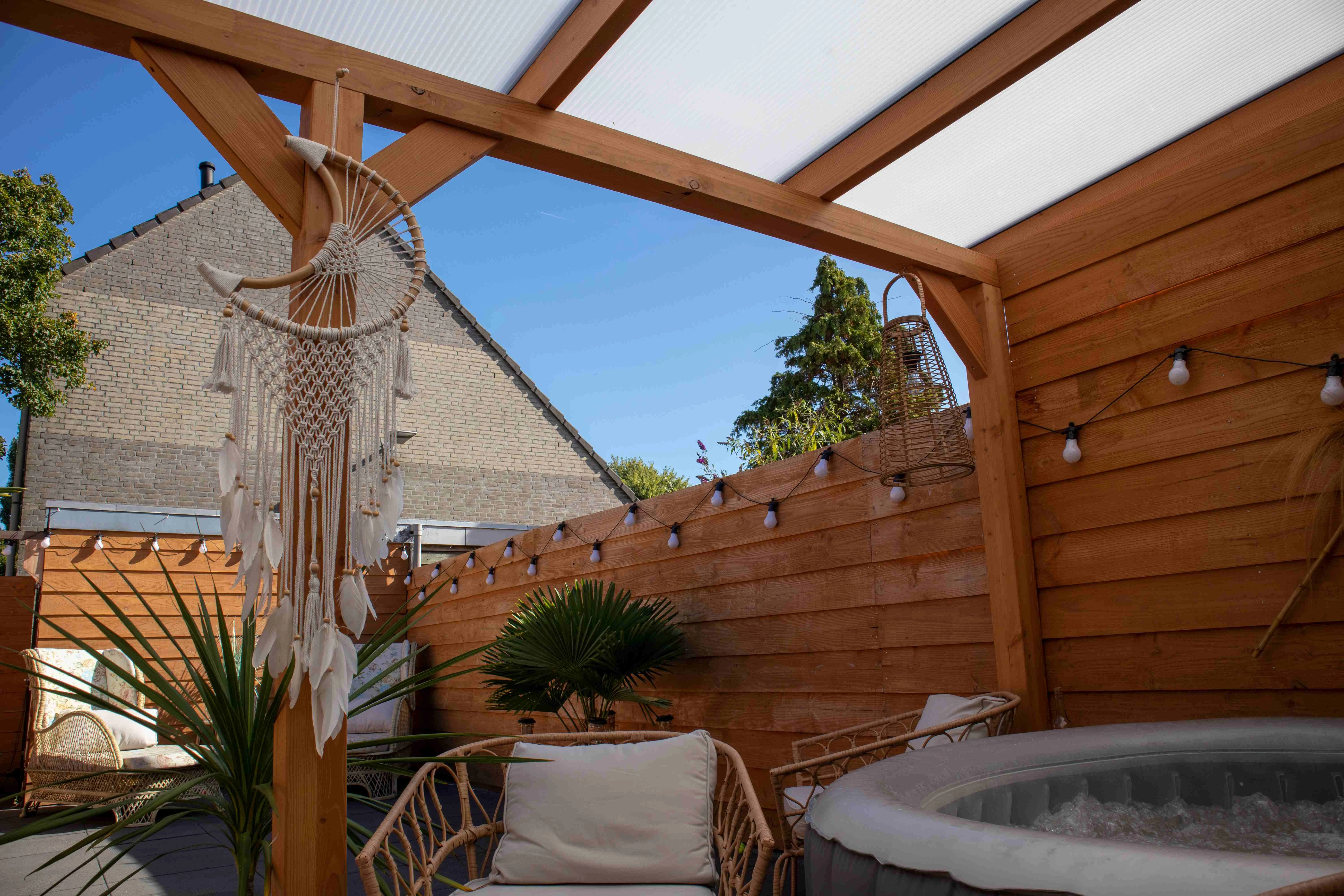 Douglas Terrasoverkapping Geschaafd met Opaal Polycarbonaat Dak - 600 x 300 cm - Afbeelding 5